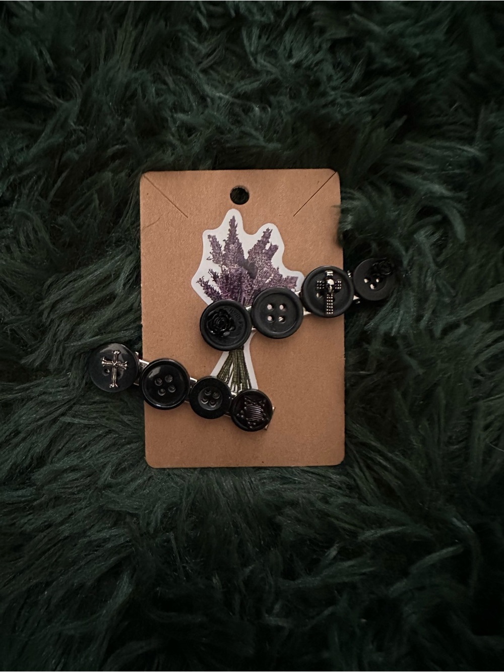 4/$20 💫 Handmade Black Button Cross Hair Clips Gothic Set of 2